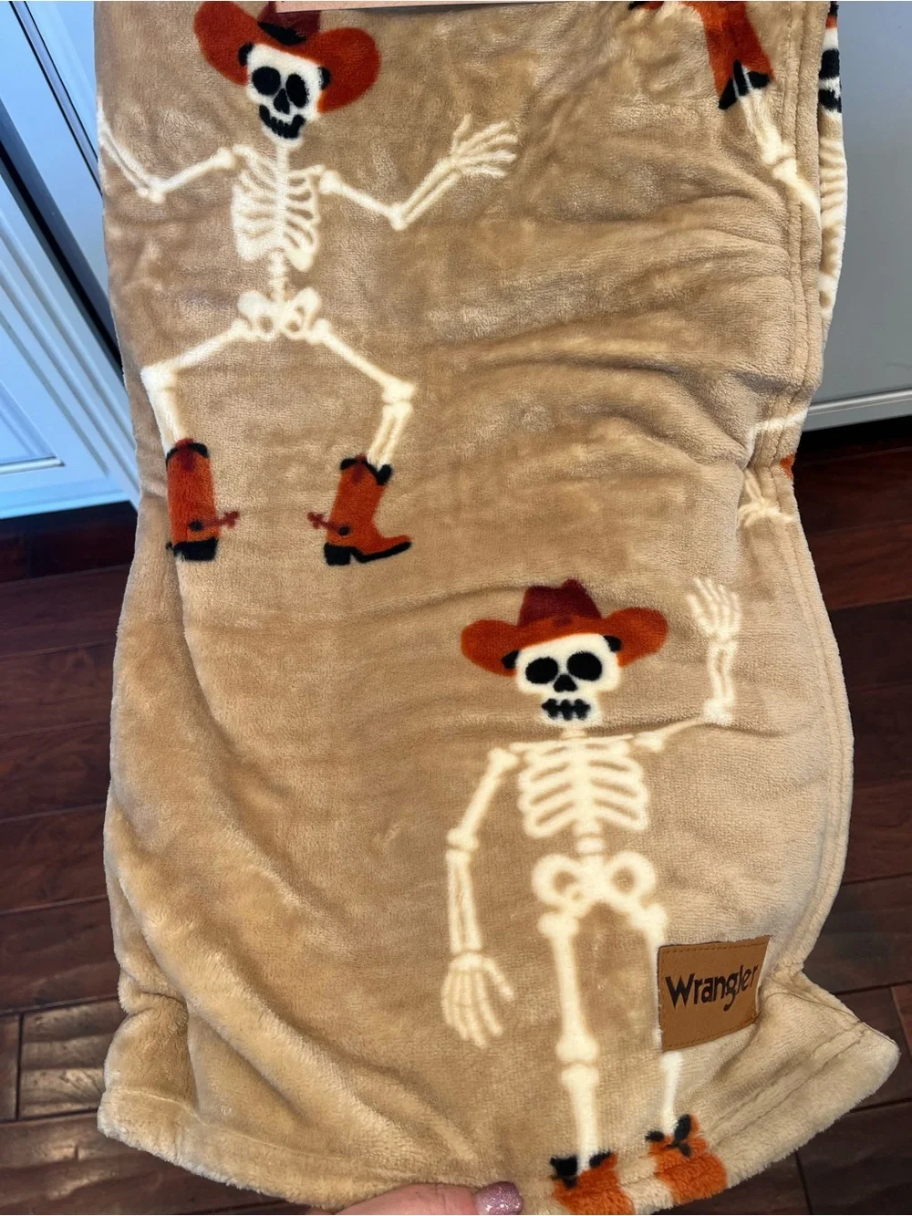Wrangler Halloween Plush Throw Blanket- Cowboy Skeleton in Boots